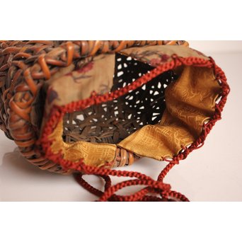 早川尚古斎作 籐編提藍/茶籠　K526 