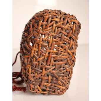 早川尚古斎作 籐編提藍/茶籠　K526 