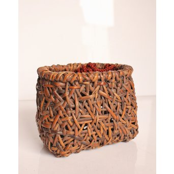 早川尚古斎作 籐編提藍/茶籠　K526 