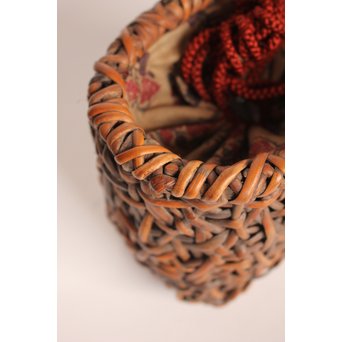 早川尚古斎作 籐編提藍/茶籠　K526 