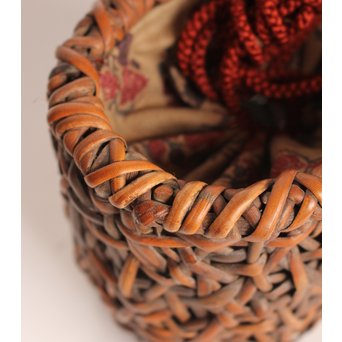 早川尚古斎作 籐編提藍/茶籠　K526 