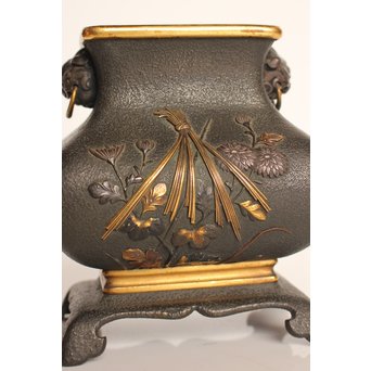 熊谷勝明 象嵌香炉　K531 