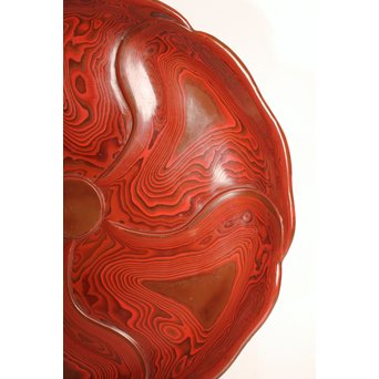 玉緒象谷 堆朱香盆/煎茶盆　K534 