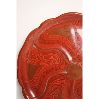 玉緒象谷 堆朱香盆/煎茶盆　K534 