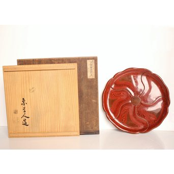 玉緒象谷 堆朱香盆/煎茶盆　K534