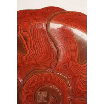 玉緒象谷 堆朱香盆/煎茶盆　K534 