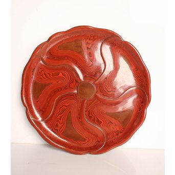 玉緒象谷 堆朱香盆/煎茶盆　K534 