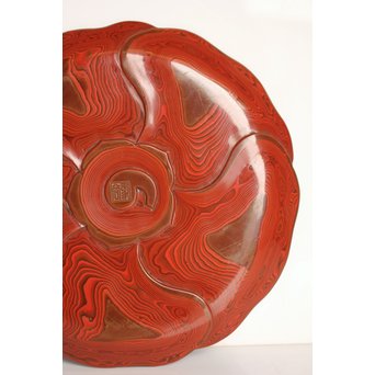 玉緒象谷 堆朱香盆/煎茶盆　K534 