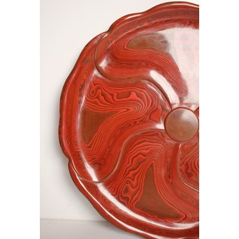 玉緒象谷 堆朱香盆/煎茶盆　K534 