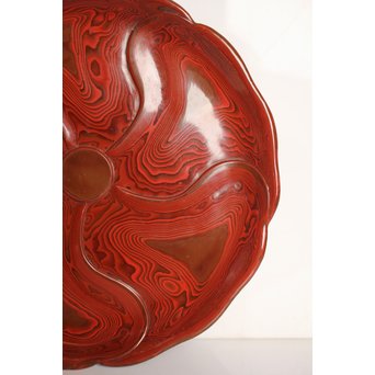 玉緒象谷 堆朱香盆/煎茶盆　K534 