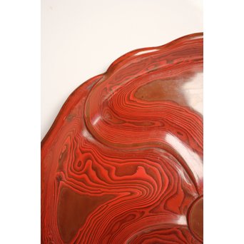 玉緒象谷 堆朱香盆/煎茶盆　K534 