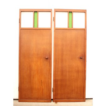 ダイア緑色ガラスの雪隠戸 2枚1組　GD1060