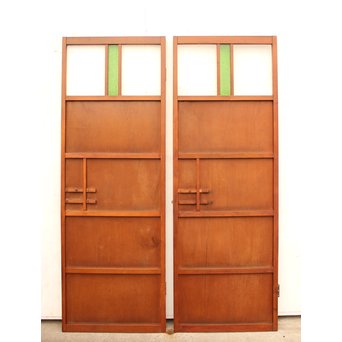 ダイア緑色ガラスの雪隠戸 2枚1組　GD1060 