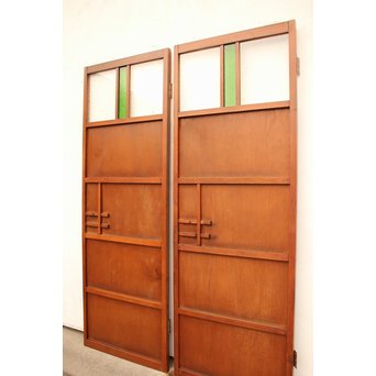 ダイア緑色ガラスの雪隠戸 2枚1組　GD1060 