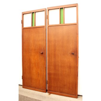 ダイア緑色ガラスの雪隠戸 2枚1組　GD1060 