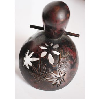 宮田藍堂 竜田川紋烏帽子型香炉　K550 