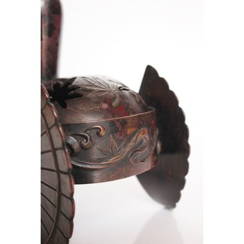 宮田藍堂 竜田川紋烏帽子型香炉　K550 