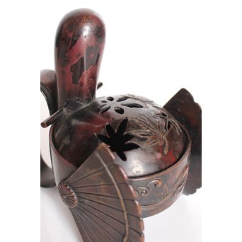 宮田藍堂 竜田川紋烏帽子型香炉　K550 