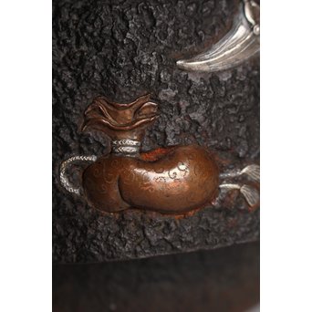 宝尽高盛銀象嵌 鉄瓶　K551 