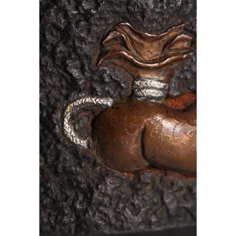 宝尽高盛銀象嵌 鉄瓶　K551 