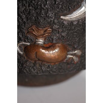 宝尽高盛銀象嵌 鉄瓶　K551 