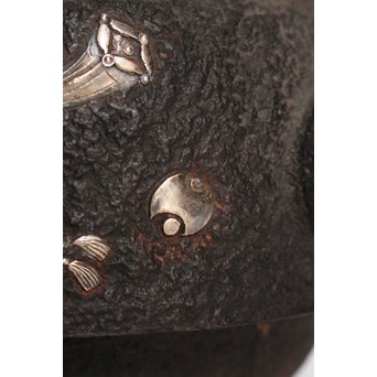 宝尽高盛銀象嵌 鉄瓶　K551 