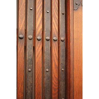 鉄金具総欅格子蔵戸　W552Y 