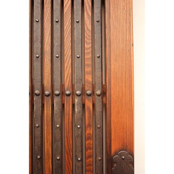 鉄金具総欅格子蔵戸　W552Y 