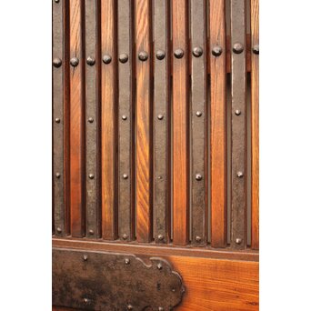 鉄金具総欅格子蔵戸　W552Y 