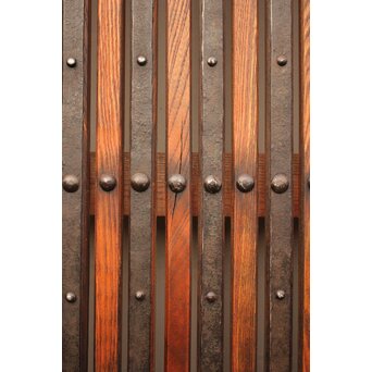 鉄金具総欅格子蔵戸　W552Y 