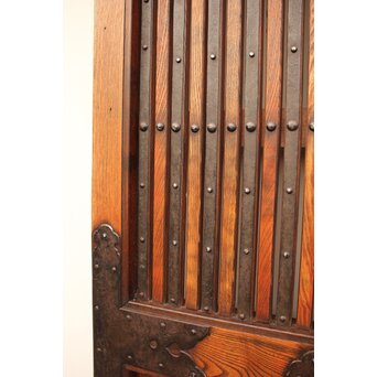 鉄金具総欅格子蔵戸　W552Y 