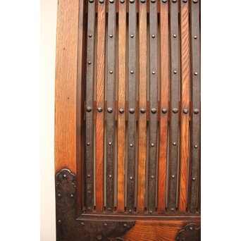 鉄金具総欅格子蔵戸　W552Y 