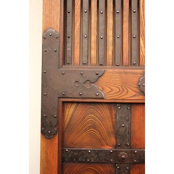 鉄金具総欅格子蔵戸　W552Y 