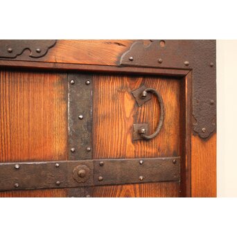 鉄金具総欅格子蔵戸　W552Y 