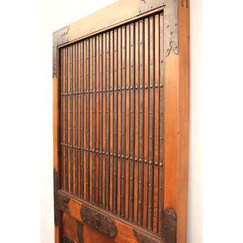 鉄金具総欅格子蔵戸　W552Y 