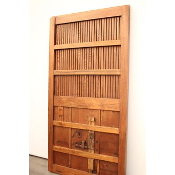 鉄金具総欅格子蔵戸　W552Y 