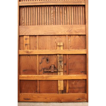 鉄金具総欅格子蔵戸　W552Y 