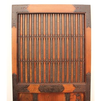 鉄金具総欅格子蔵戸　W552Y 