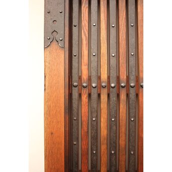 鉄金具総欅格子蔵戸　W552Y 