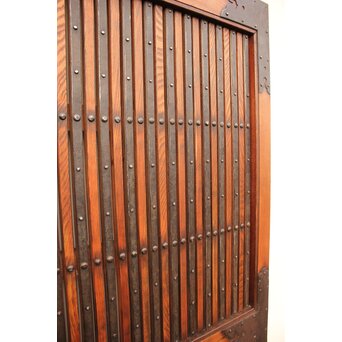 鉄金具総欅格子蔵戸　W552Y 