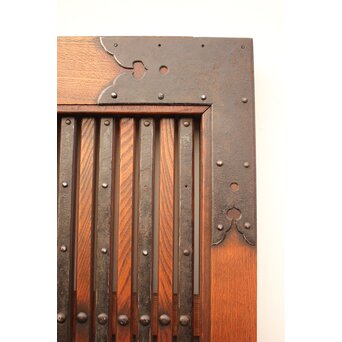 鉄金具総欅格子蔵戸　W552Y 