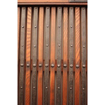 鉄金具総欅格子蔵戸　W552Y 