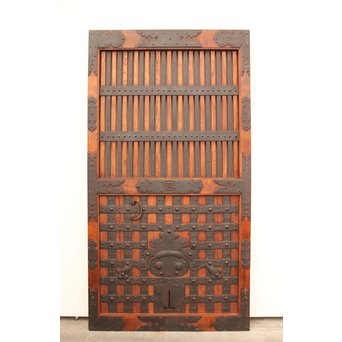 重厚鉄金具総欅格子蔵戸　W553