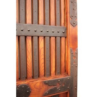 重厚鉄金具総欅格子蔵戸　W553 