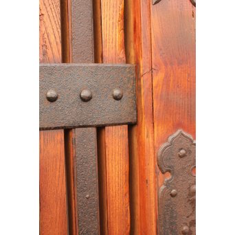 重厚鉄金具総欅格子蔵戸　W553 