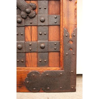 重厚鉄金具総欅格子蔵戸　W553 
