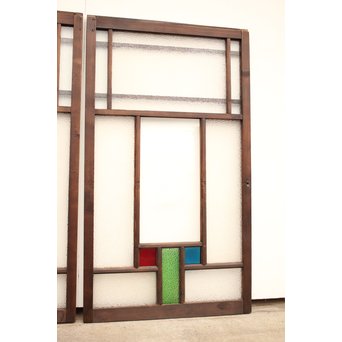 波兎のエッチングガラス戸色ガラスの建具 2枚1組　GD1071 