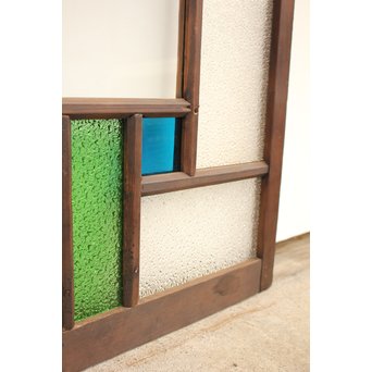 波兎のエッチングガラス戸色ガラスの建具 2枚1組　GD1071 