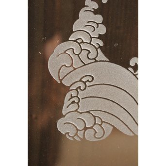 波兎のエッチングガラス戸色ガラスの建具 2枚1組　GD1071 