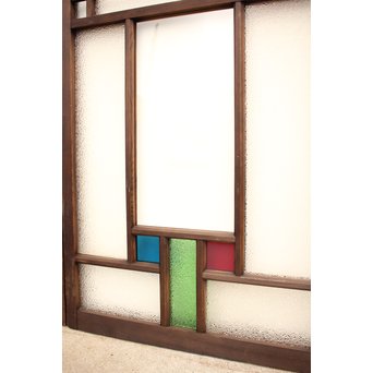 波兎のエッチングガラス戸色ガラスの建具 2枚1組　GD1071 